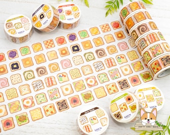 1 roll | 20mm | Kamiiso SAIEN | LOVE TOAST Washi Tapes | Butter - Jam - Marble - Sweets - Egg - Deli