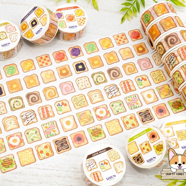 1 or 2 pc set | 20mm | Kamiiso SAIEN | LOVE TOAST Washi Tapes | Butter - Jam - Marble - Sweets - Egg - Deli