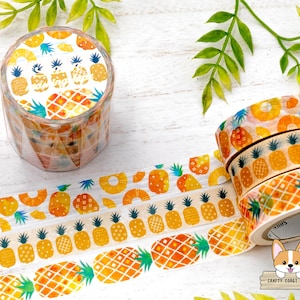 3 rolls | 15mm | Kamiiso SAIEN | Pineapple Washi Tapes | Vintage Pineapple