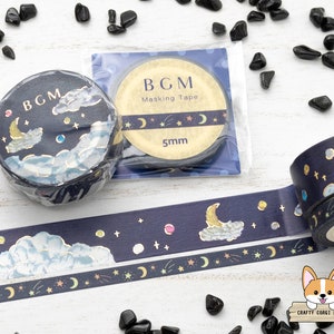 1 roll | 5mm or 15mm | BGM | Oil Pastel Gold Foil Washi Tape | Starlight Night - Dream