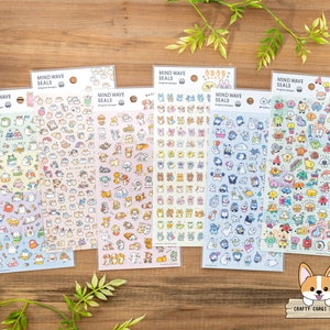 1 Bogen | Gedankenwelle | PUCHI Sticker | Shima Enaga - Chimahamu - Potepuppy - Tiere mit Tränen in den Augen - Nitchi & Satchi - Seltsame
