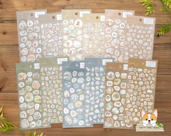 1 Bogen | Gedankenwelle | QUIET LIFE (Regular & Mini) Tier Foil Transparent Aufkleber Aufkleber | Katze – Hund – Hase – Fuchs – Vogel – Bär