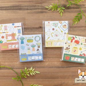 100 hojas / Furukawashiko / Bloc de notas de diseño SHOP 4 / Tienda de artesanías con purpurina - Blue Bird Garden - Cake House - Apple Shop