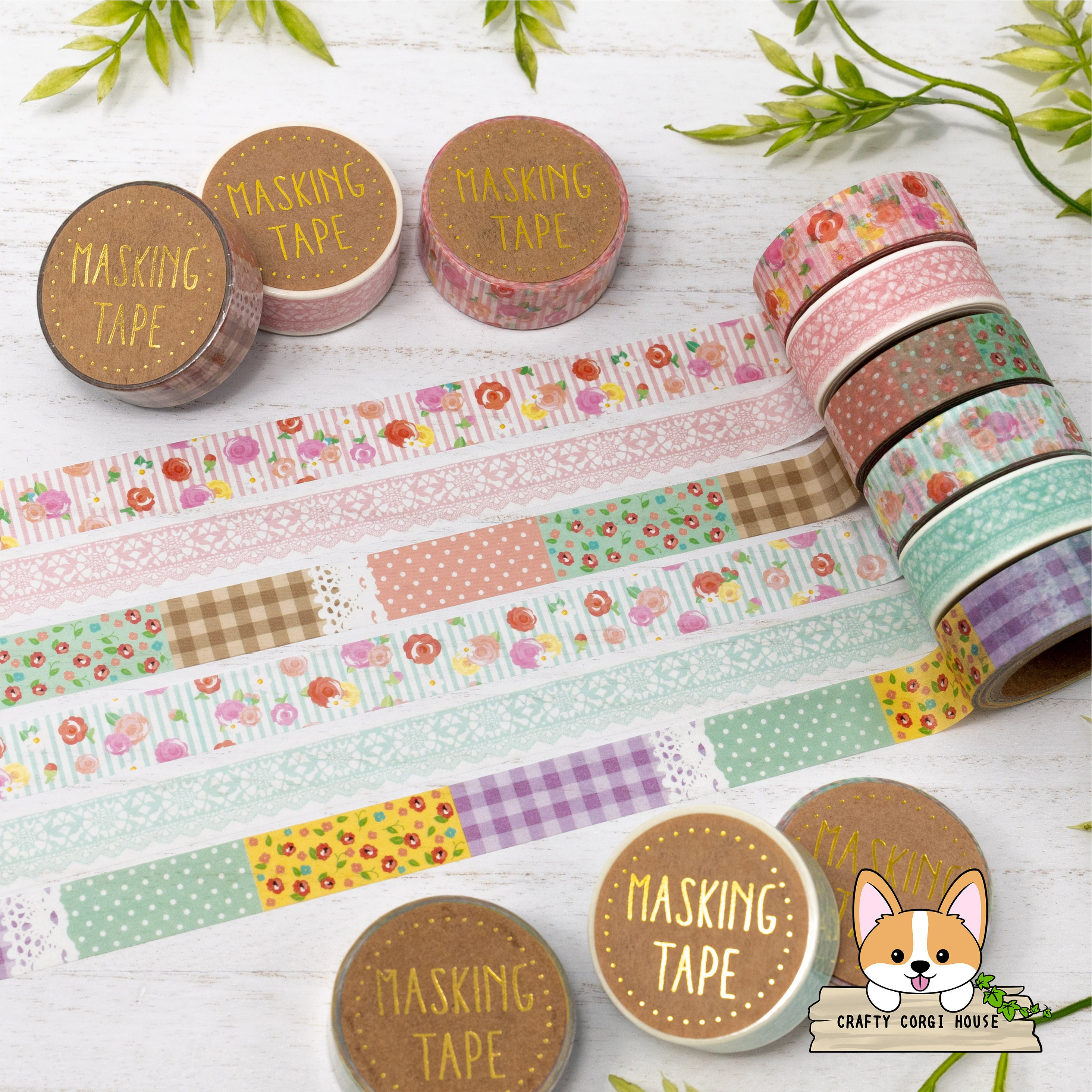 1 or 3 Pc Set 15mm World Craft Floral & Lace Washi Tape Rose Pink
