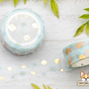 1 roll | 15mm | BGM | Flower Gold Foil Washi Tape | Daisy