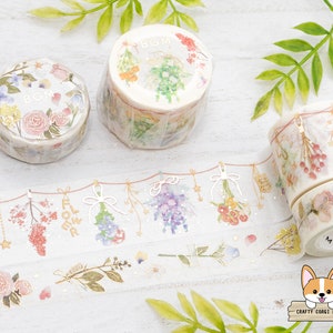 1 roll | 15mm or 30mm | BGM | Flower Gold Foil Washi Tape | Flower Poem - Dried Flowers