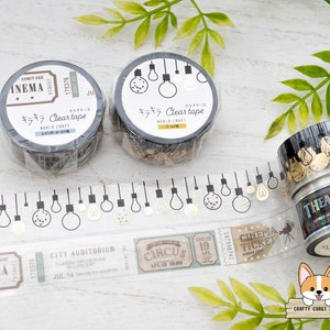 1 Rolle | 20mm | Welthandwerk | Retro KIRAKIRA Folie Klares PET Klebeband | Glühbirne - Ticket