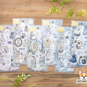 2 vellen | Qlia | ELLE NOIRE goudfolie en matte doorzichtige stickers | Roze - Bruin - Groen - Pastel - Blauw - Marineblauw