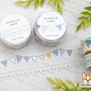 1 roll | 18mm | Mind Wave | HOKKORI Series Die Cut Washi Tape | Garland (Pennant Flag) - Lace