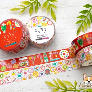 1 roll | 15mm | World Craft | Sweets KIRAKIRA Foil Washi Tape | Dagashi (Japanese Retro Candy) - Wagashi (Japanese Candy)