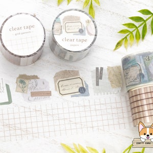 1 roll | 30mm | Mind Wave | Clear Matte PET Tape | Papers - Grid Pattern