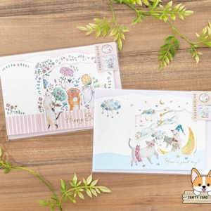 1 carte 1 enveloppe | Active x Tocoro Comugi | Célébration de chat 3D BOX carte de vœux | Fleurs (Joyeux anniversaire) - Etoiles (Bonne journée !)
