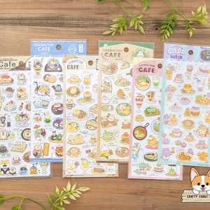 1 feuille | Vague mentale | Stickers CHARACTER CAFE | Café pour chiens - Café pour chats - Café pour poussins - Café pour lapins - Café pour ours - Café pour alligators