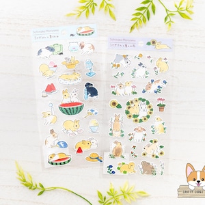 1 Bogen | Aktiv x Schinako Moriyama | SOMMER Hase Papiersticker | Sommer Urlaub - Sommer Blume