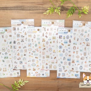 1 feuille | Vague mentale | Autocollants en papier métallisé mat MINI LAMPO Animaux | Chien - Chat - Renard - Lapin - Ours (matin) - Ours (nuit étoilé)