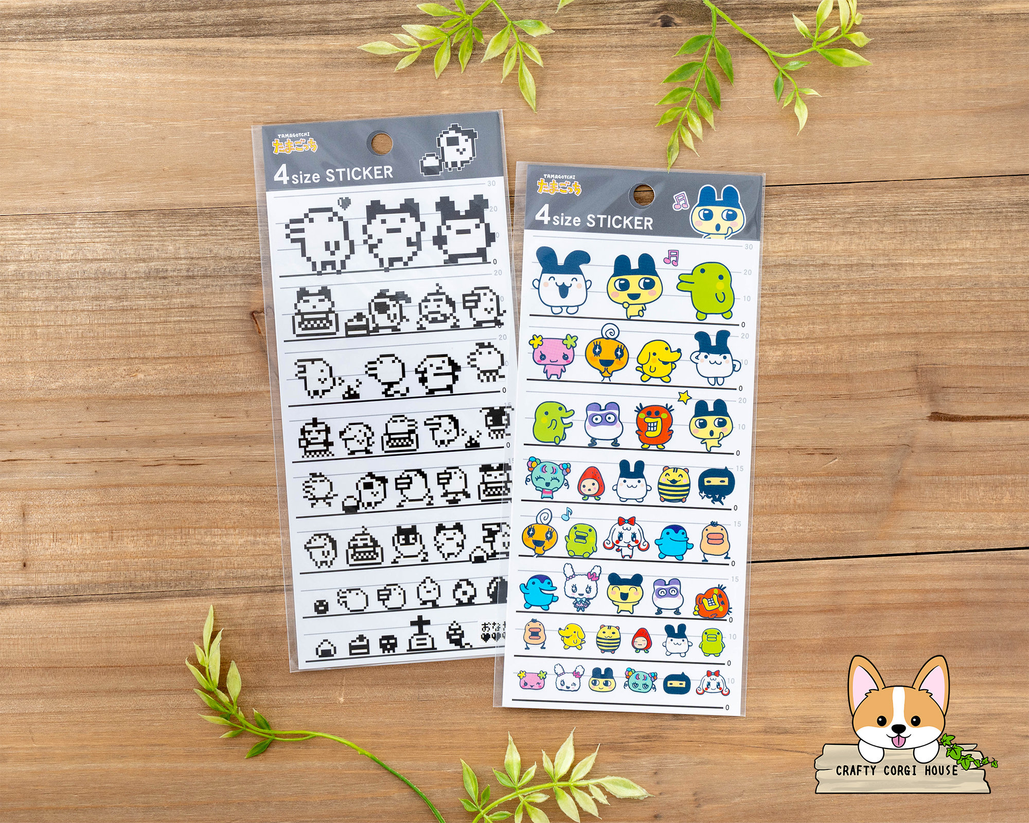 タマゴッチキャラクターシール4枚セット 1枚 | カミオ×バンダイ | たまごっち 4サイズシール | ピクセルアート