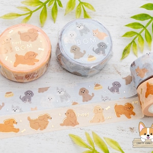 1 Rolle | 15mm | BGM | Hund Washi Tape | I Love Hund - Welpe (Brauner Hund)