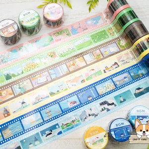 1 roll | 30mm | BGM | Photography Film Clear PET Tape | Pink - Green - Walnut - Pale Yellow - Light Blue - Ultramarine Blue