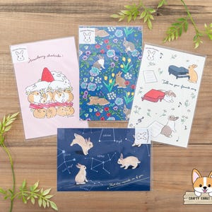 1 feuille | Active x Schinako Moriyama | Cartes postales de lapin | Charlotte aux fraises - Rabbit Garden - Chanson préférée - Constellation