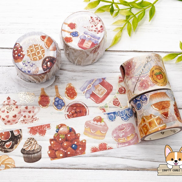 1 or 2 pc set | 30mm | BGM | Dessert Foil Washi Tape | Jam Tea - Sweets Dessert