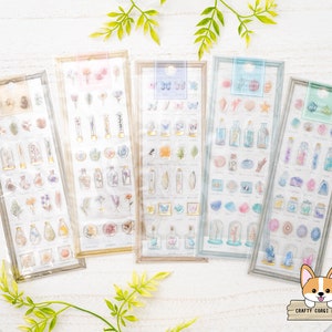 1 foglio / Q-lia / Adesivi in gel con lamina d'oro CLAIR MEMOIRE / Noci - Fiori - Insetti - Conchiglie - Cristalli