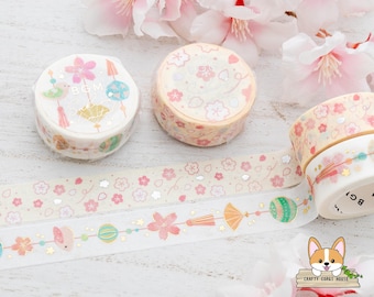 1 roll | 15mm | BGM | SPRING LIMITED Japanese Cherry Blossom Foil Washi Tape | Sakura Dancing - Hanging Ornaments