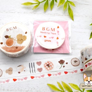 1 roll | 5mm or 15mm | BGM | Tea Time Slim and Foil Washi Tape | Red Teacup - Rose Tea