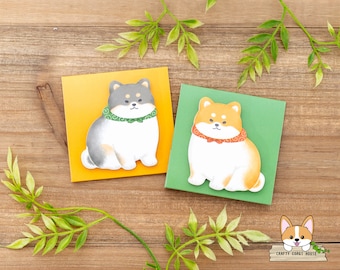 30 hojas / Mind Wave / Bloc de notas adhesivas Shiba Inu Stand / Shiba Inu negro y tostado - Shiba Inu rojo