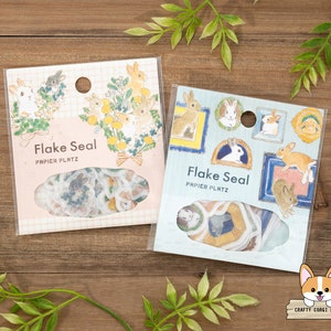 54tlg | Papier Platz x Schinako Moriyama | Hase Goldfolie sterben geschnitten Washi Aufkleber | Kaninchenstrauß - Kaninchenrahmen