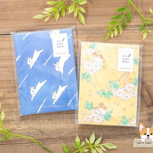 50 fogli / Papier Platz x Schinako Moriyama / OTEGARU Mini Memo Pads / Coniglio e stelle - Coniglio e fiori