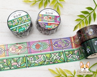 1 rollo / 20 mm / BGM / Cinta PET transparente para vitrales / Jardín floral - Evergreen