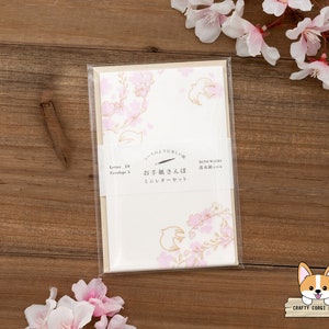 20 folhas 5 envelopes | Furukawashiko | Conjunto de mini cartas da série Spring Osampo | Sakura Wreath & Bird