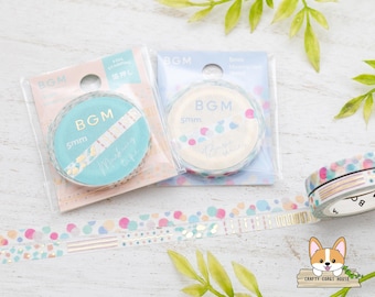 1 roll | 5mm  | BGM | Pattern Gold Foil Slim Washi Tape | Colorful Polka Dots - Sketchbook Patterns