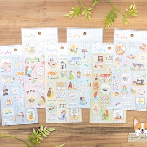 1 sheet | Mind Wave | EASYDAY Washi Stickers | Fruits - Plants - Coffee - Music - Stationery - Sewing