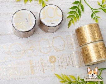 1 roll | 30mm | Mind Wave | Gold Foil Clear Matte PET Tape | Frame - Receipt