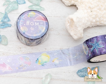 1 roll | 20mm | BGM | Marine Life Silver Foil Clear PET Tape | Ocean
