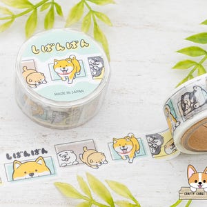 1 roll | 18mm | Mind Wave | Shiba Inu Dog Die Cut Washi Tape | Shibanban