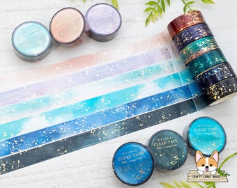 1 roll | 15mm | Tsutsumu | Gold Foil Clear PET Tape | Morning Glow - Blue Sky - Sunset - Dusk - Starry Night - Midnight