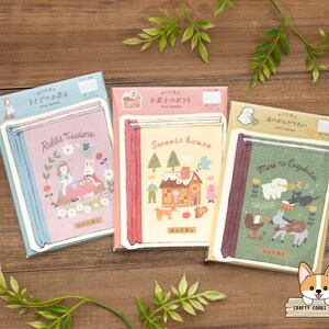 8 hojas / Furukawashiko / PAPER HILL BOOKSTORE Die Cut Mini Letter Papers / Rabbit's Tea Party - Sweets House - Forest Musicians