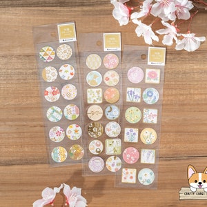 1 hoja / NB / Pegatinas de papel Unryu con lámina dorada de estilo japonés / Japonés moderno - Elegante - Flores y estaciones