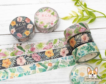 1 or 3 pc set | 15mm | BGM | SUMMER LIMITED Gold Foil Washi Tape | Flamingo - Hibiscus - Rainforest (No Restock)