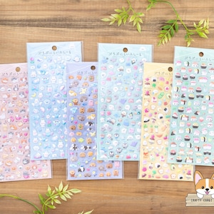 1 Bogen | Q-lia | PUCHIPUNI (Petite) LIFE Ver2 Puffy Stickers | Katzenleben - Kaninchenleben - Landleben - Meeresleben - Nahrungsleben - Sushi-Leben