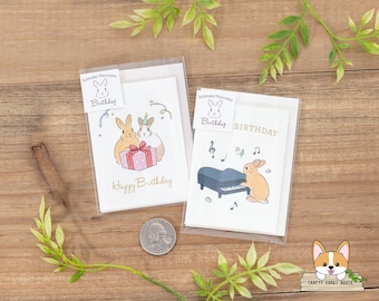 1 card 1 envelope | Active x Schinako Moriyama | HAPPY BIRTHDAY Mini (Business Card Size) Greeting Cards | Present - Piano
