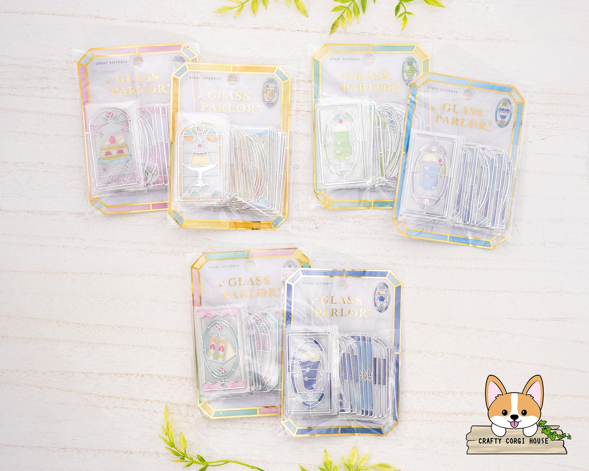 18 Pc | Q-lia | GLASS PARLOR Die Cut Clear Stickers | Pink