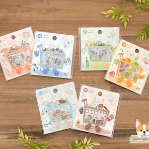 45 pc | BGM | SHOPPING CART Gold Foil Die Cut Stickers | Leisure - Fashion - Cafe Kitchen - Fruits - Stationery - Coffee