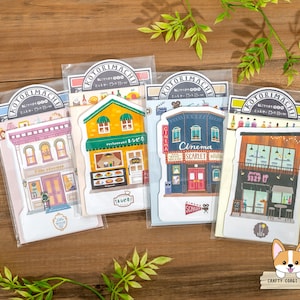10 sheets 5 envelopes | Mind Wave | KOTORI-MACHI Shop Die Cut Mini Letter Set | Boutique - Restaurant - Movie Theater - Bar