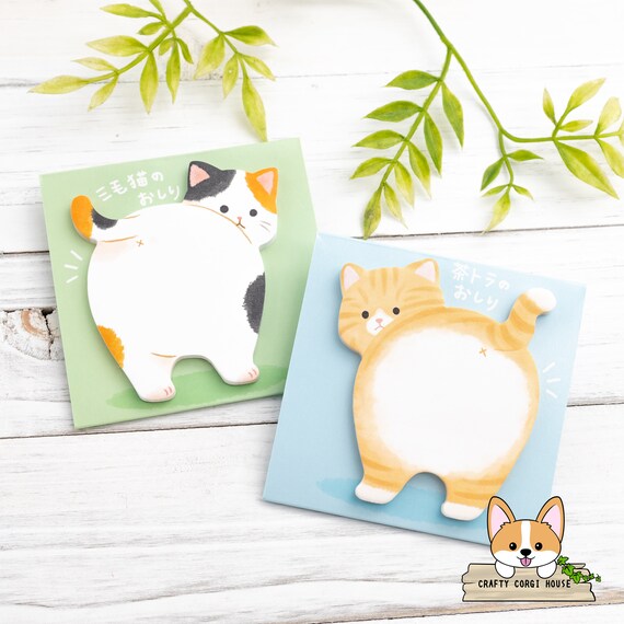 Calico Cat with Fish Die-Cut Sticky Note Calico Cat with Fish Die-Cut Sticky Note
