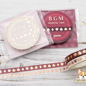 1 or 2 pc set | 5mm | BGM | Playing Card Suits Slim Foil Washi Tape | Red Poker - Pink Poker | Spades Hearts Diamonds Clubs