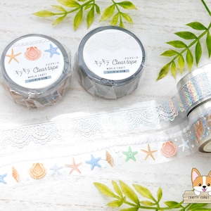1 roll | 20mm | World Craft | KIRAKIRA Foil Clear PET Tape | Lace - Shell