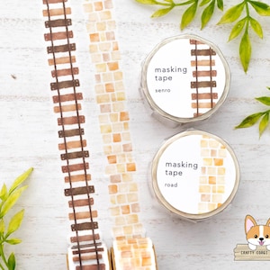 1 roll | 18mm | Mind Wave | Die Cut Washi Tape | Senro (Track) - Road